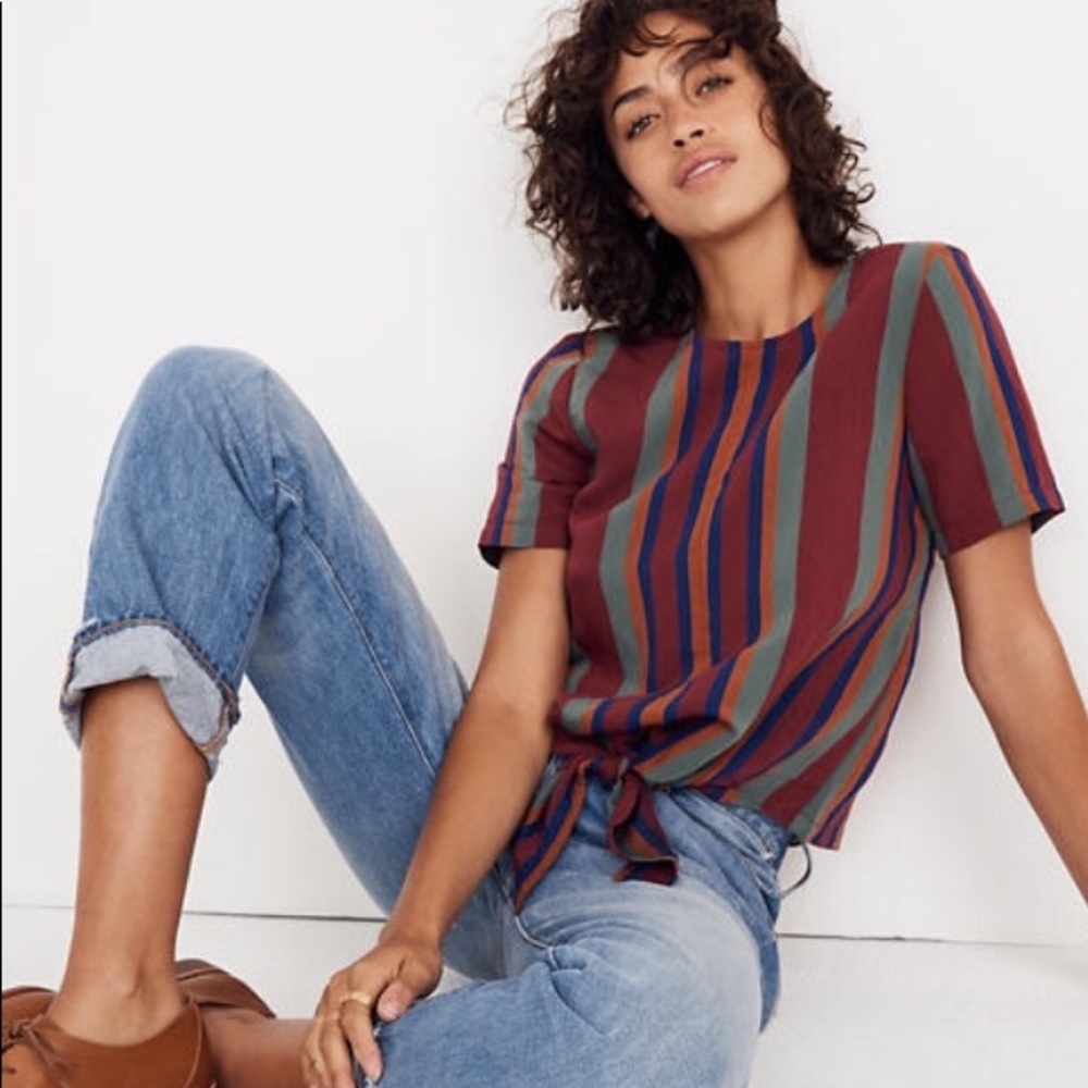 Madewell Striped Top in Red, Blue, and Green - Picture 2 of 5